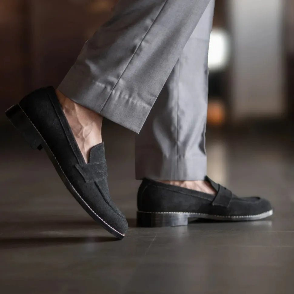 Baxton Black Suede Leather Loafers