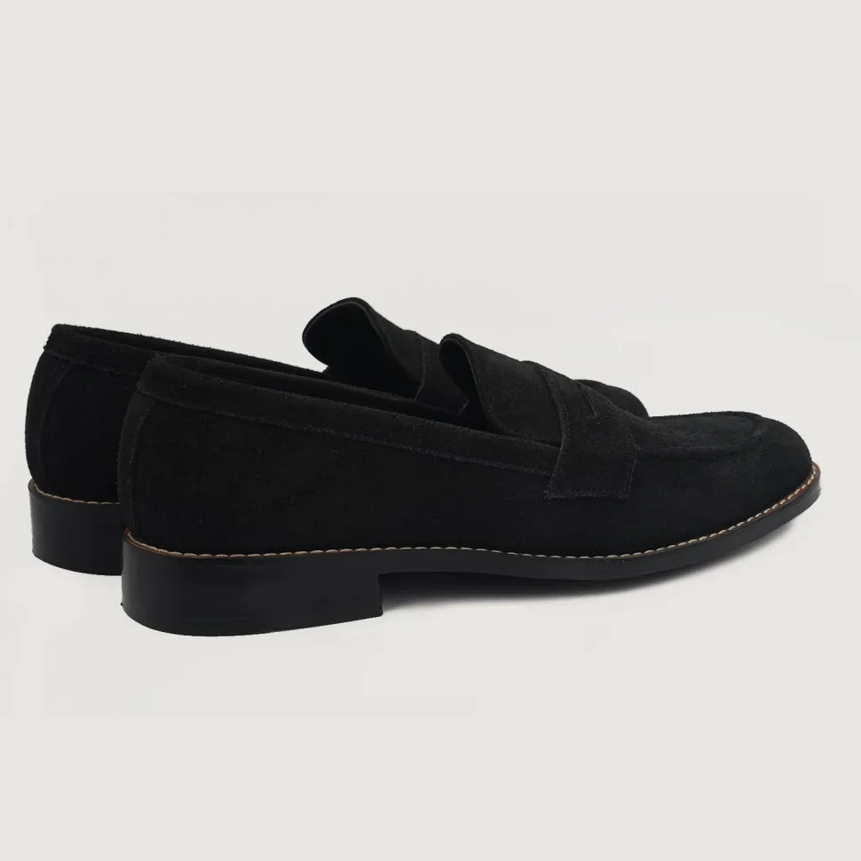 Baxton Black Suede Leather Loafers