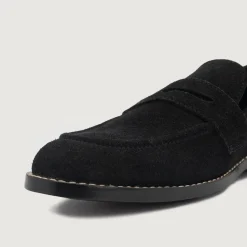 Baxton Black Suede Leather Loafers