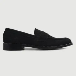Baxton Black Suede Leather Loafers