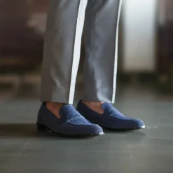 Baxton Blue Suede Leather Loafers