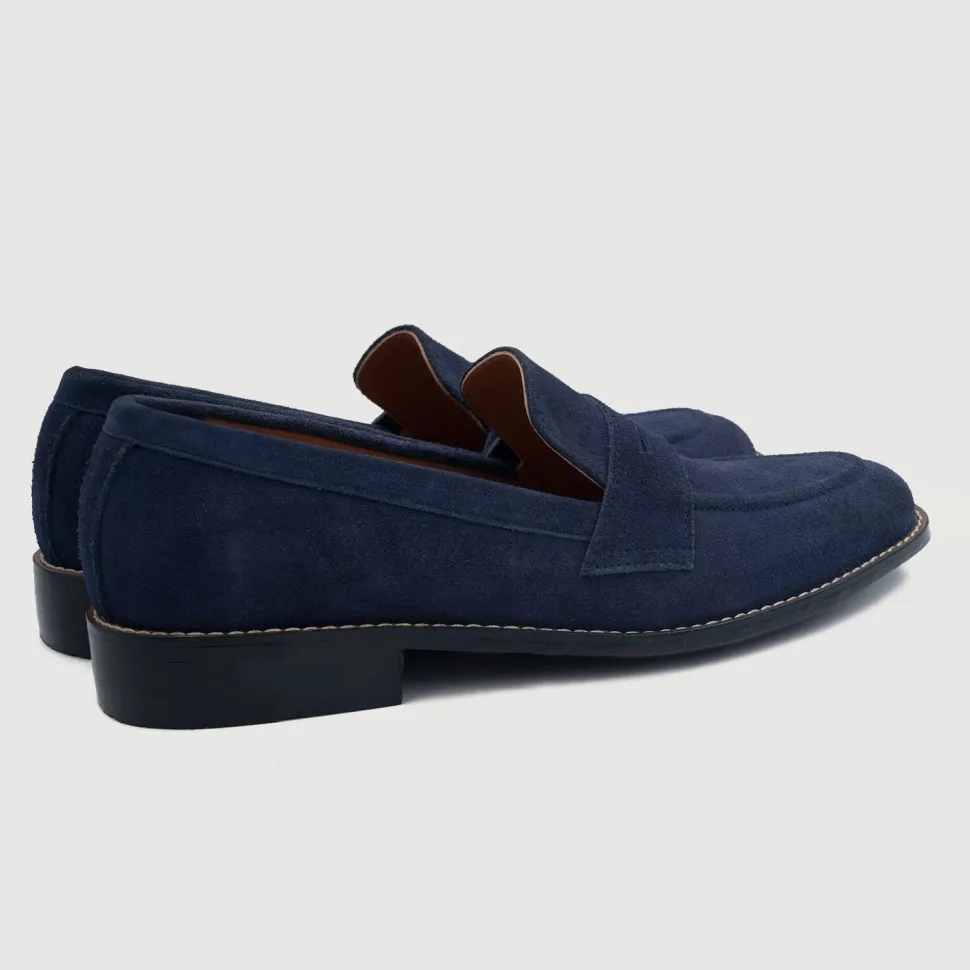 Baxton Blue Suede Leather Loafers