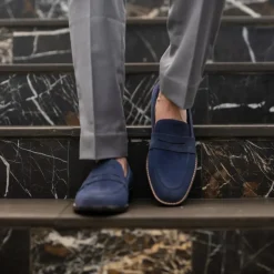 Baxton Blue Suede Leather Loafers