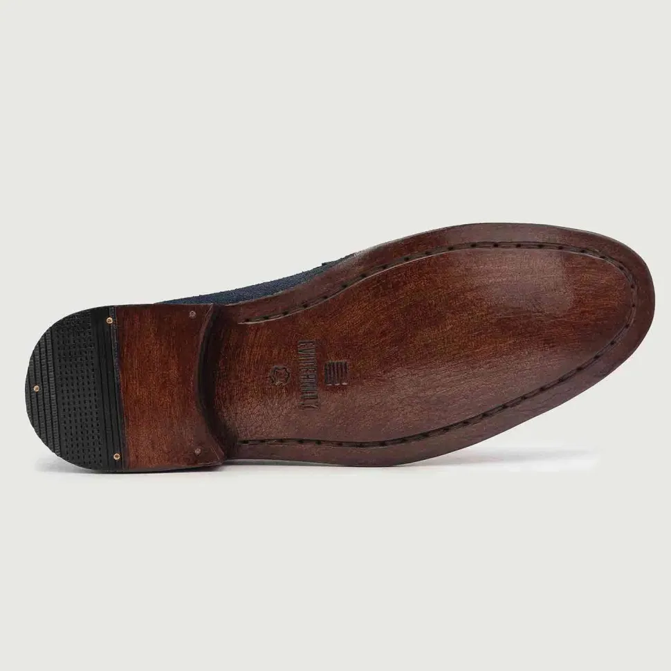 Baxton Blue Suede Leather Loafers