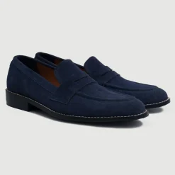 Baxton Blue Suede Leather Loafers