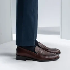 Baxton Burnished Brown Leather Loafers