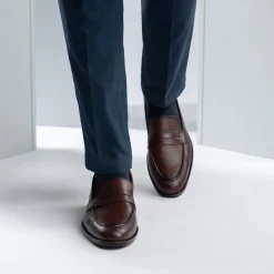 Baxton Burnished Brown Leather Loafers