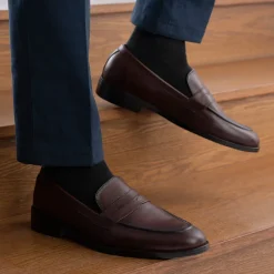 Baxton Burnished Brown Leather Loafers