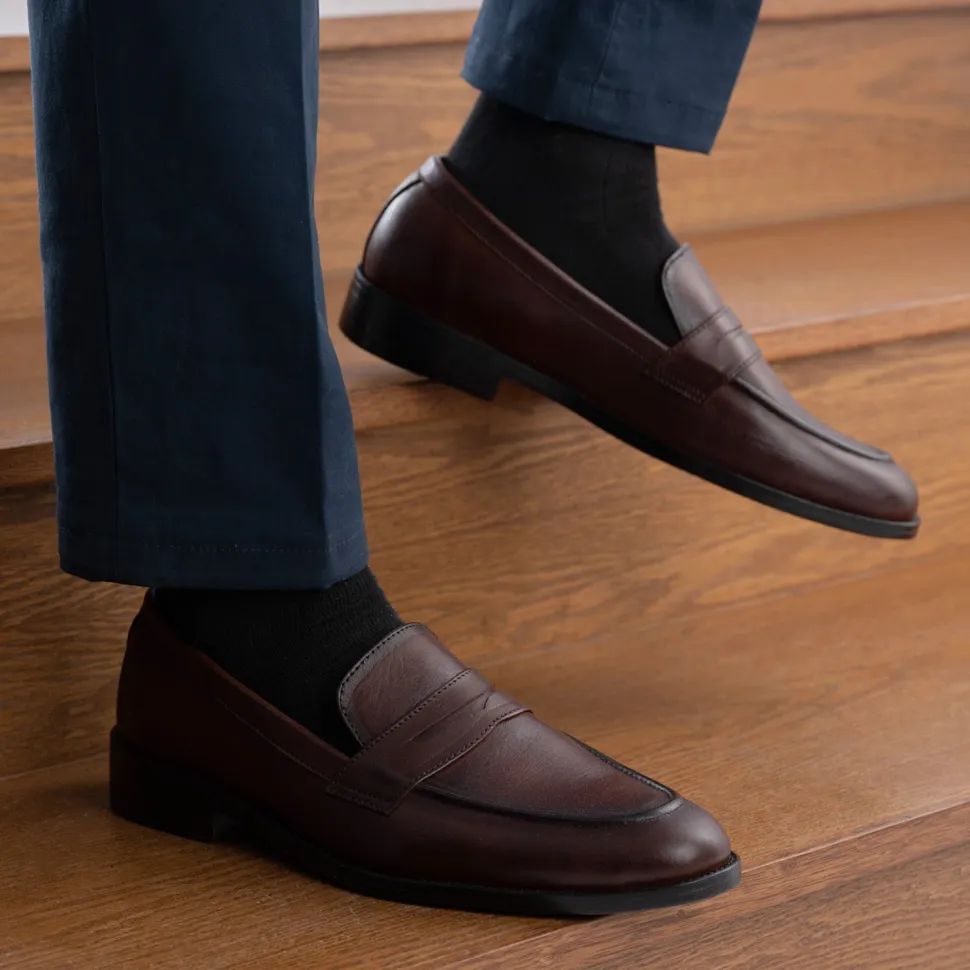 Baxton Burnished Brown Leather Loafers