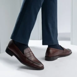 Baxton Burnished Brown Leather Loafers