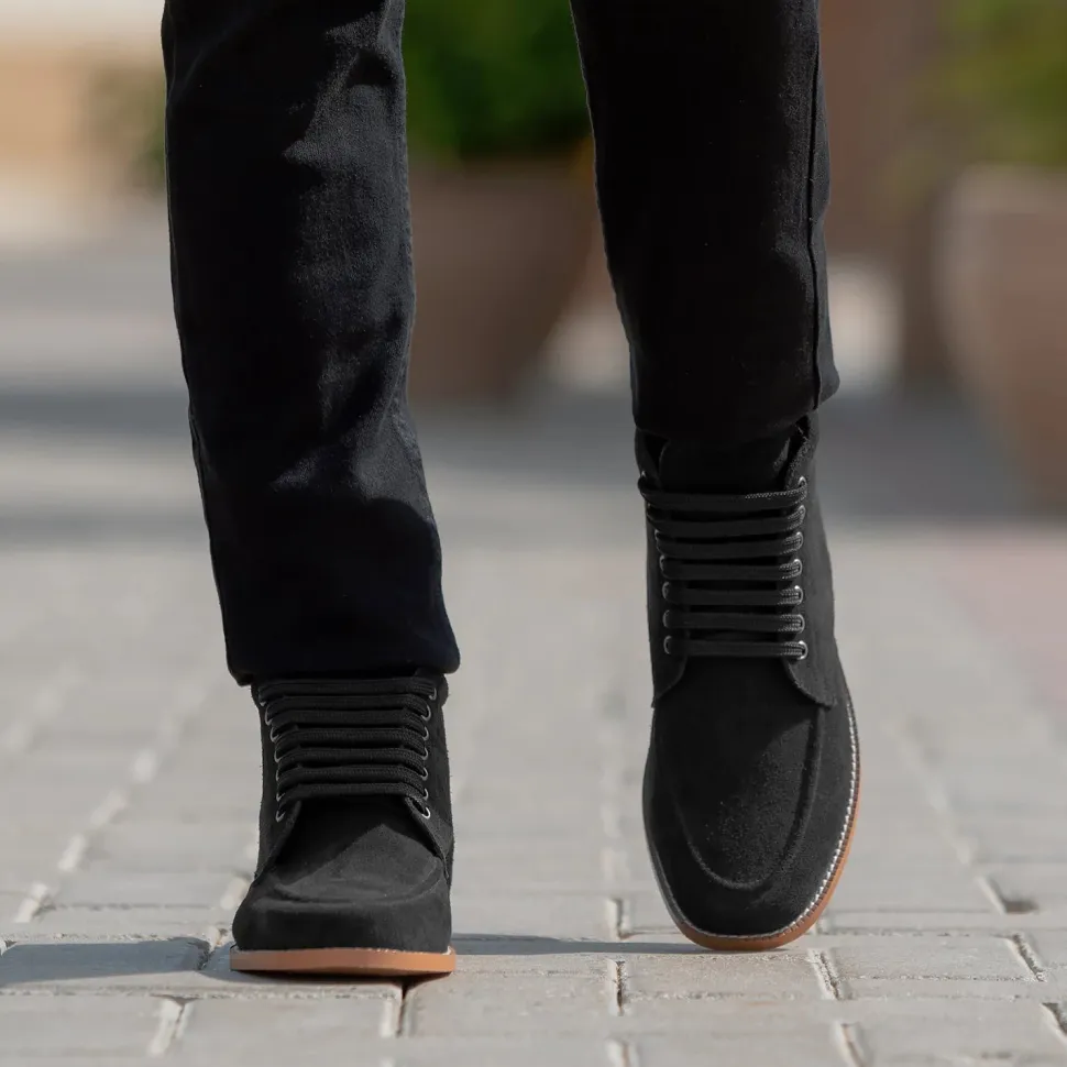 Bearman Moc Toe Black Suede Boots
