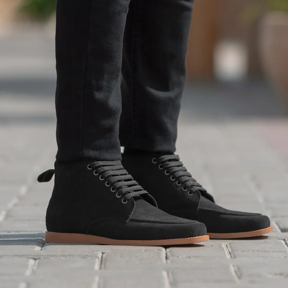 Bearman Moc Toe Black Suede Boots