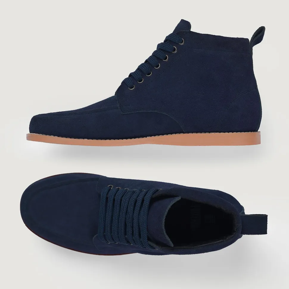 Bearman Moc Toe Blue Suede Boots