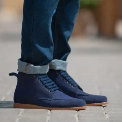 Bearman Moc Toe Blue Suede Boots
