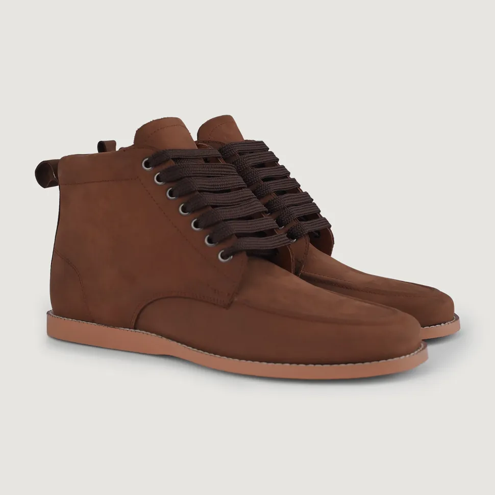 Bearman Moc Toe Pull-up Brown Leather Boots
