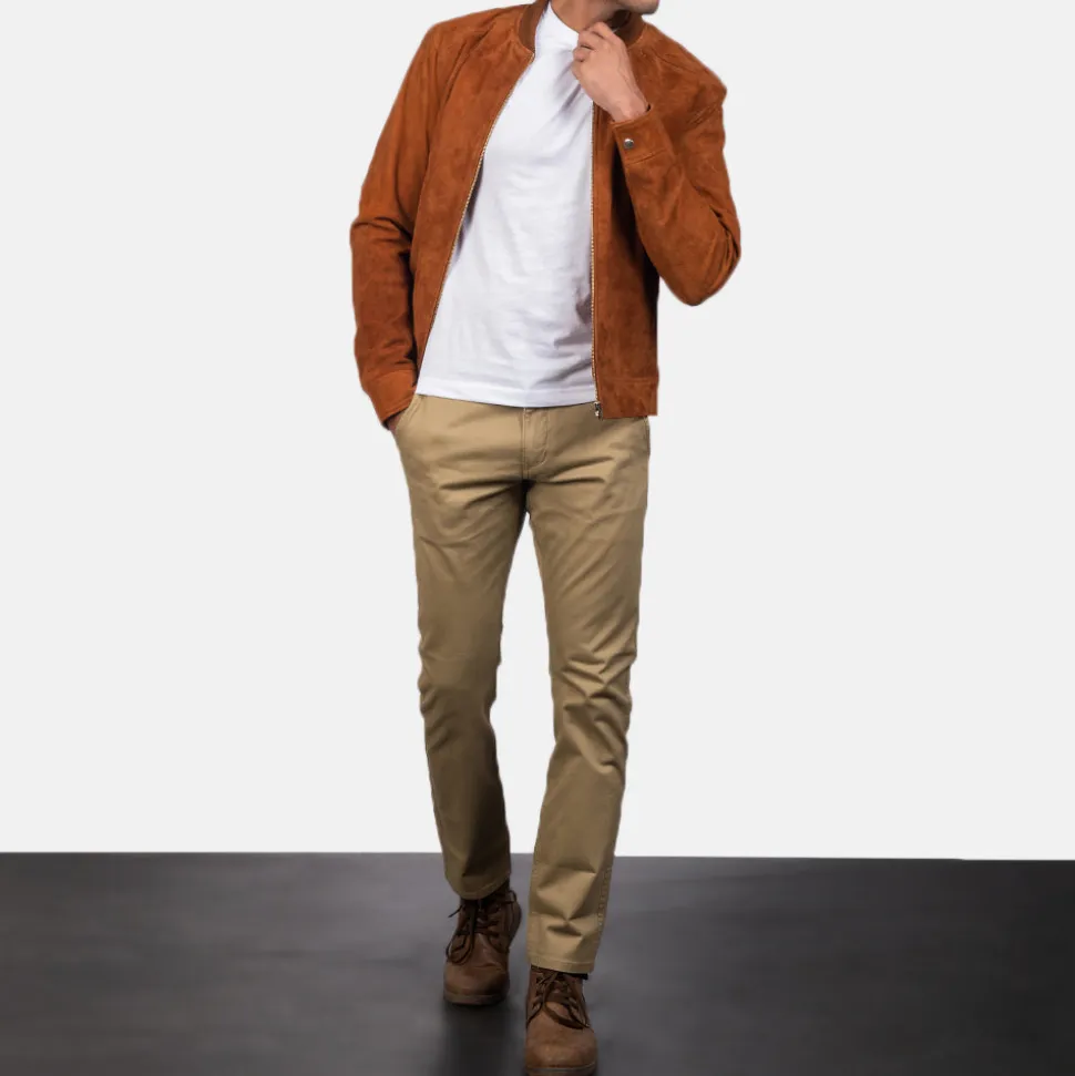Blain Brown Suede Bomber Jacket