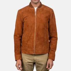 Blain Brown Suede Bomber Jacket