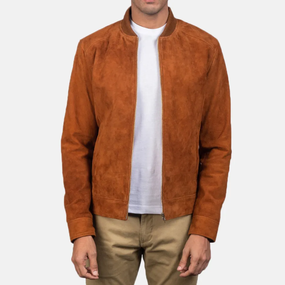 Blain Brown Suede Bomber Jacket