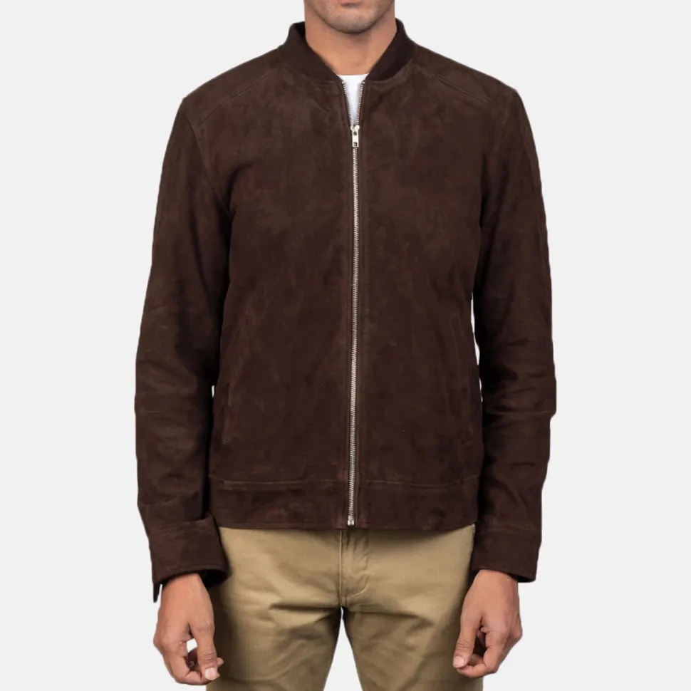 Blain Mocha Suede Bomber Jacket