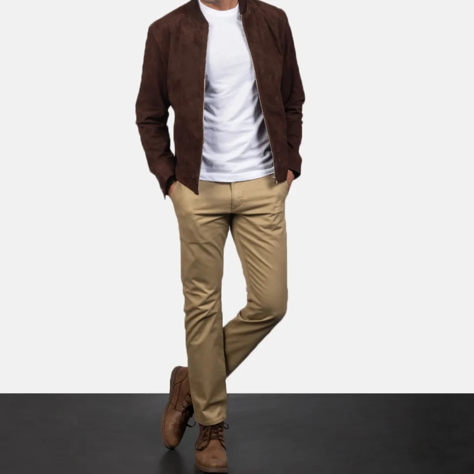 Blain Mocha Suede Bomber Jacket