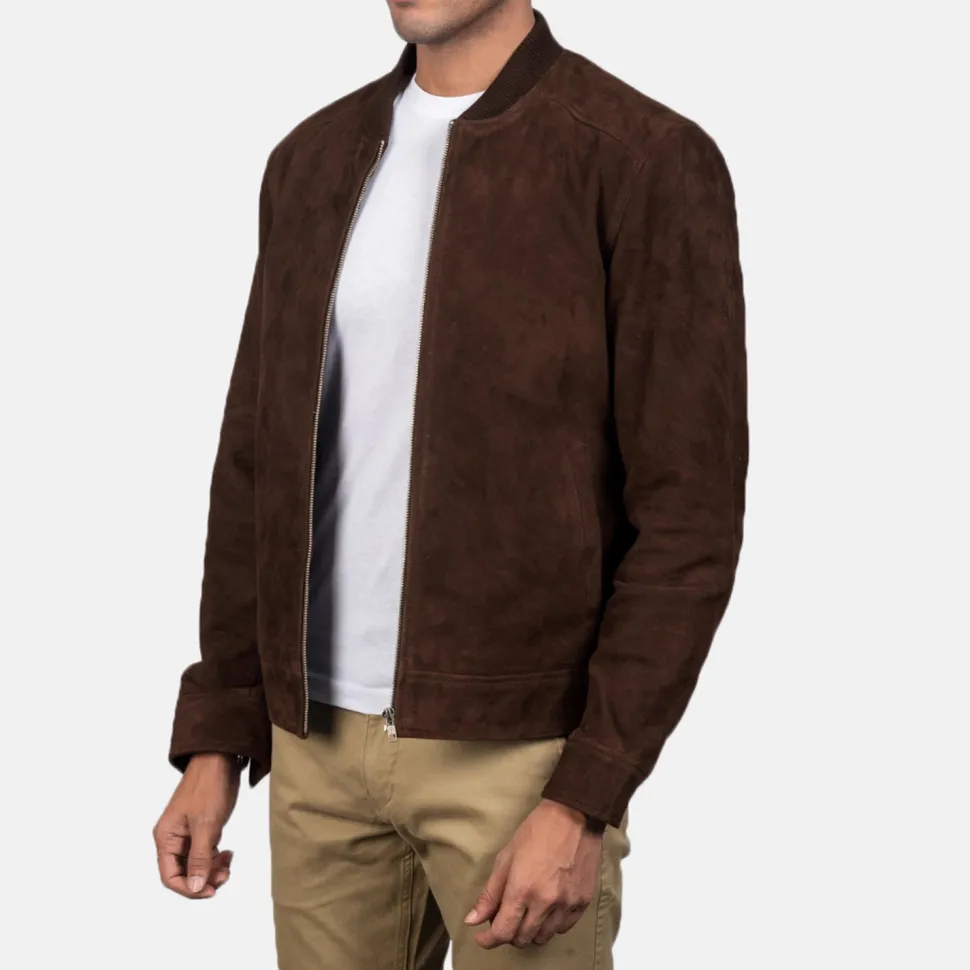 Blain Mocha Suede Bomber Jacket