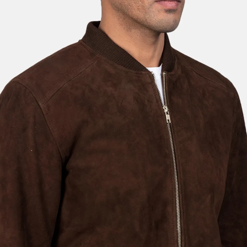 Blain Mocha Suede Bomber Jacket