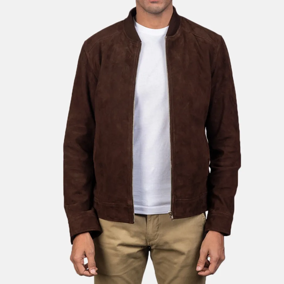 Blain Mocha Suede Bomber Jacket