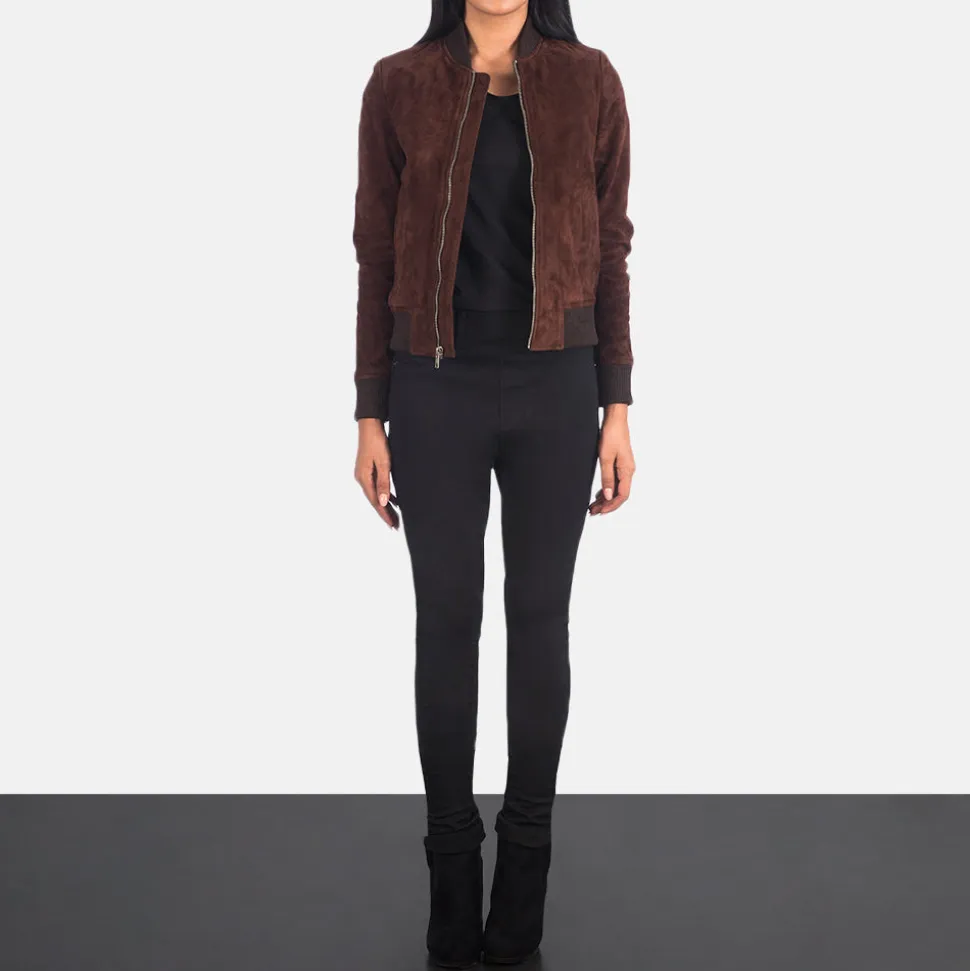 Bliss Brown Suede Bomber Jacket