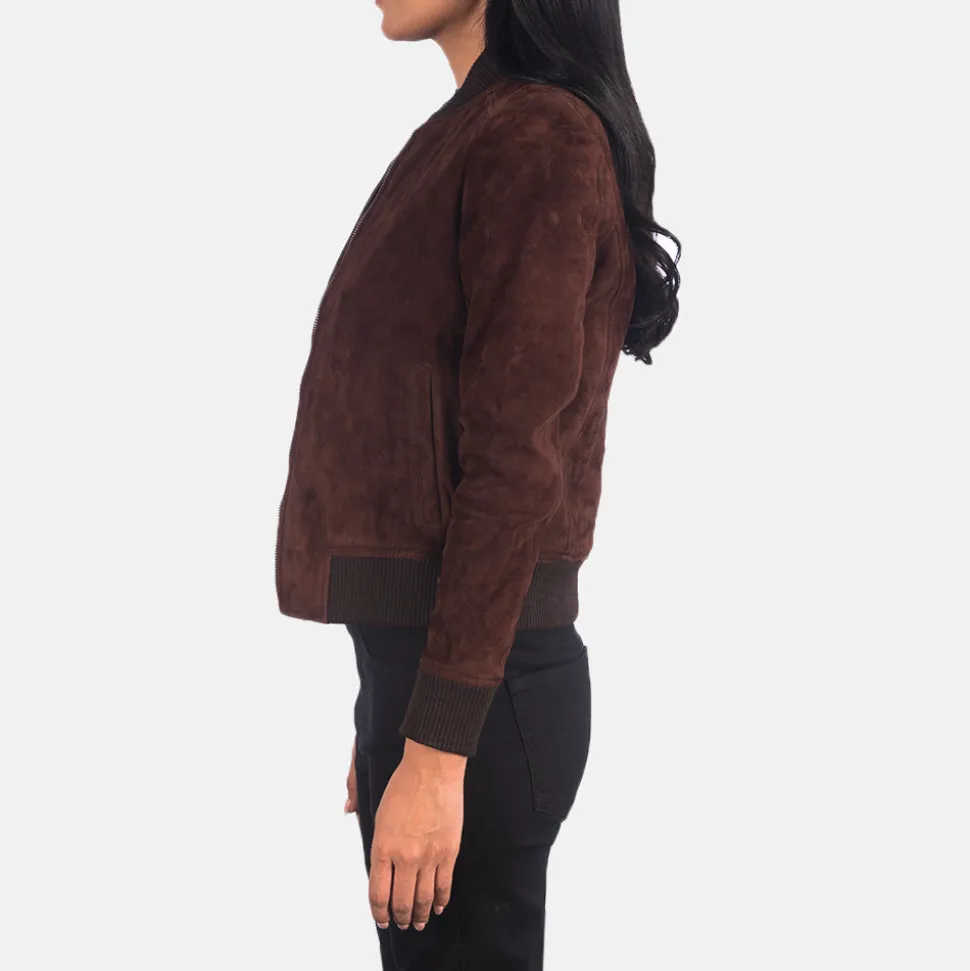 Bliss Brown Suede Bomber Jacket