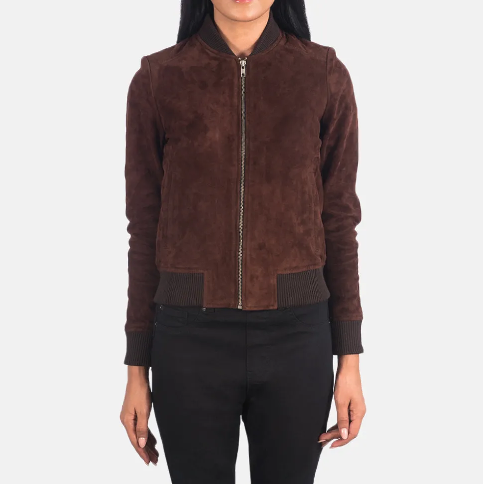 Bliss Brown Suede Bomber Jacket