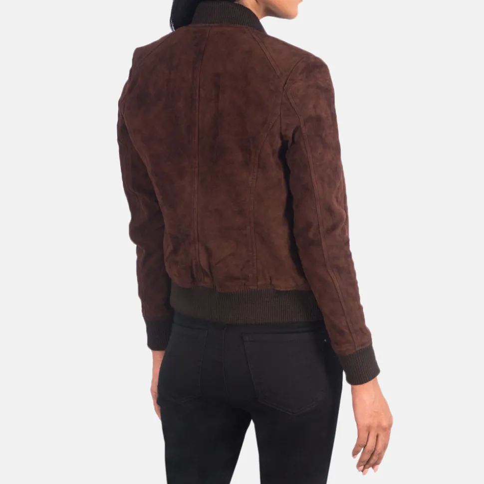 Bliss Brown Suede Bomber Jacket