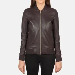 Bliss Maroon Leather Bomber Jacket