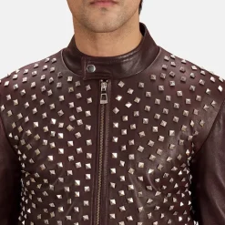 Blix Bono Maroon Leather Biker Jacket