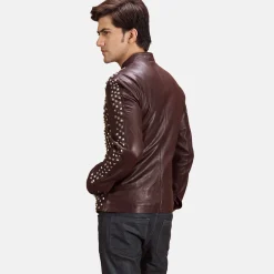Blix Bono Maroon Leather Biker Jacket