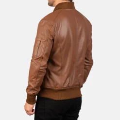 Bomia Ma-1 Brown Leather Bomber Jacket
