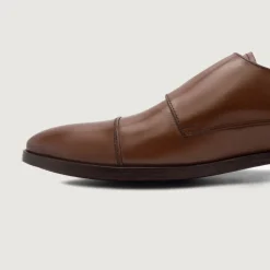 Boston Double Monk Strap Brown Leather Shoes