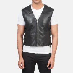 Brandon Black Leather Vest