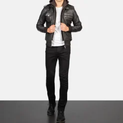 Bravado Brown Hooded Leather Bomber Jacket