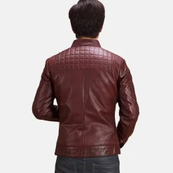 Burgunn Dee Maroon Leather Biker Jacket