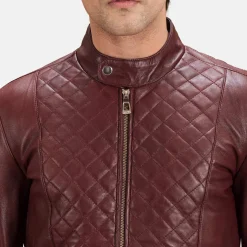 Burgunn Dee Maroon Leather Biker Jacket