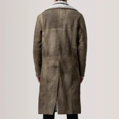 Cai Distressed Brown Leather Shearling Coat