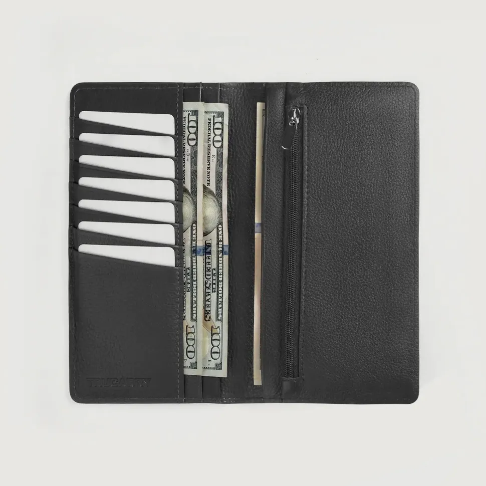 Cameron Black Leather Long Wallet