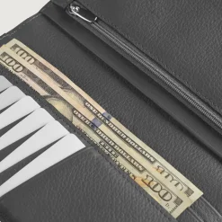 Cameron Grey Leather Long Wallet