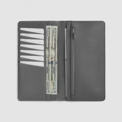 Cameron Grey Leather Long Wallet