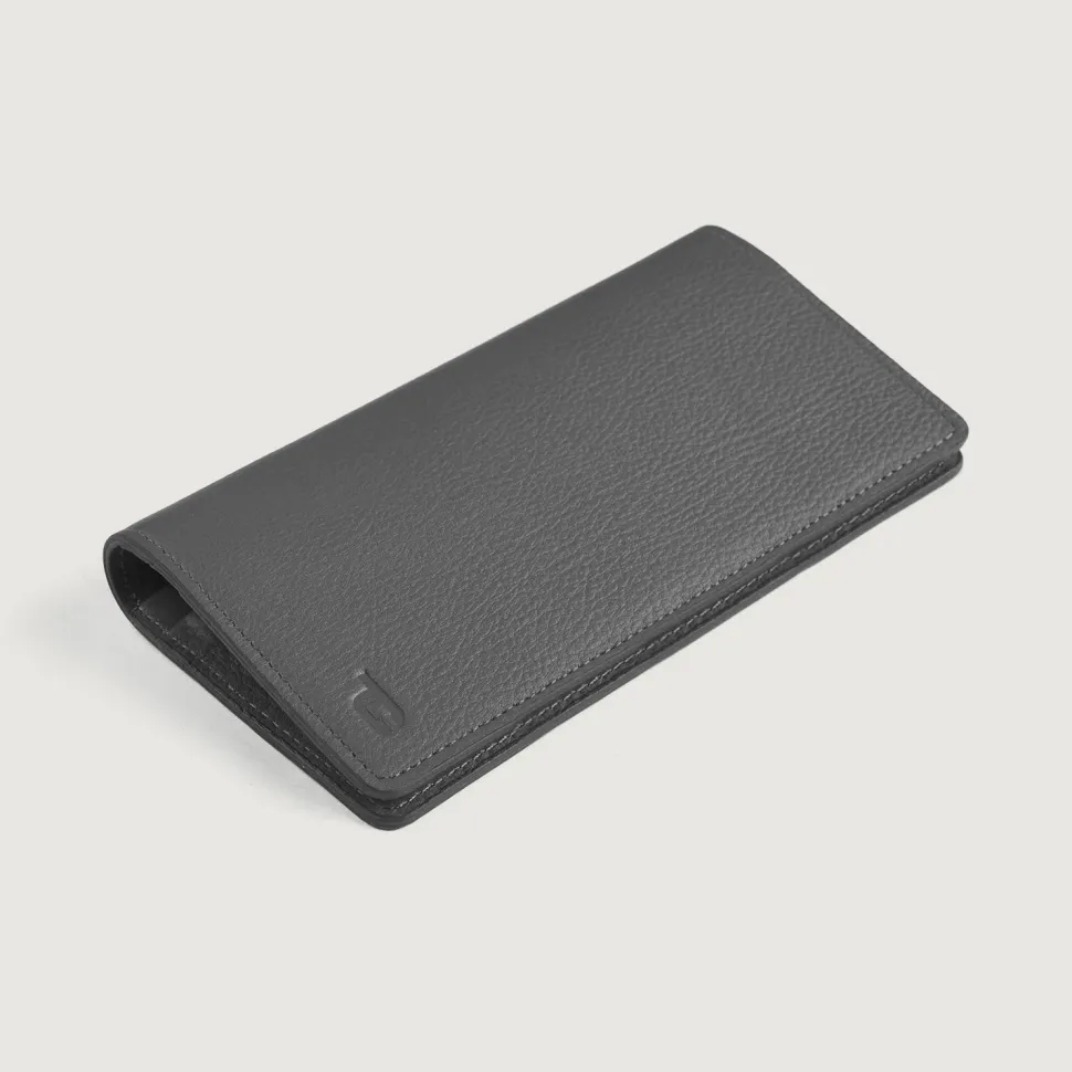Cameron Grey Leather Long Wallet