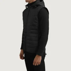 Carlo Black Hooded Puffer Vest