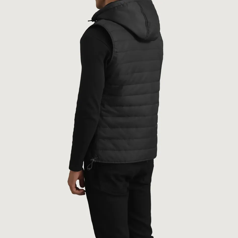 Carlo Black Hooded Puffer Vest