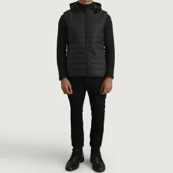 Carlo Black Hooded Puffer Vest
