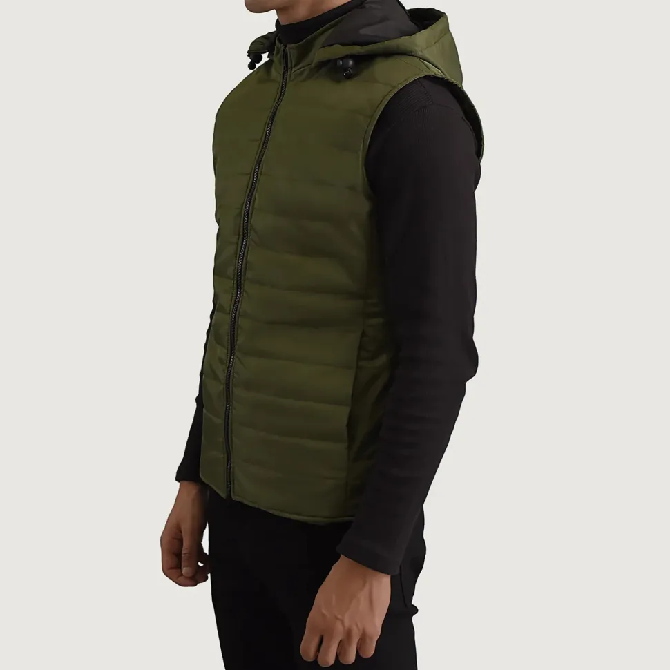 Carlo Green Hooded Puffer Vest