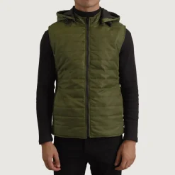 Carlo Green Hooded Puffer Vest